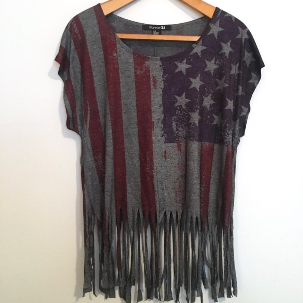 American Flag Fringe Tee | Forever 21